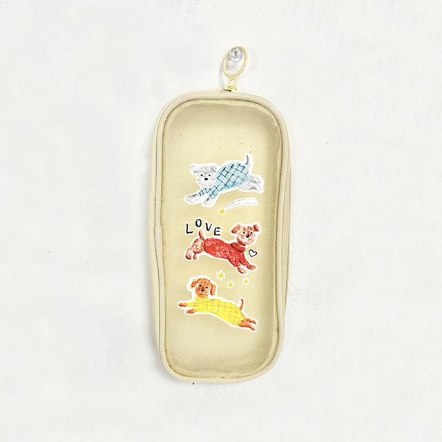 【利光春華】メッシュポーチ犬 (YELLOW)