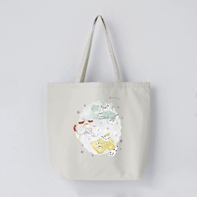 【利光春華】作品”パジャマパーティー”トートバッグ Gray