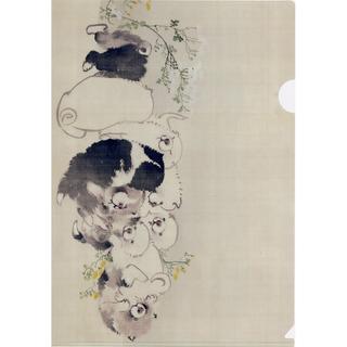 長沢蘆雪「菊花子犬図」　A4 クリアファイル