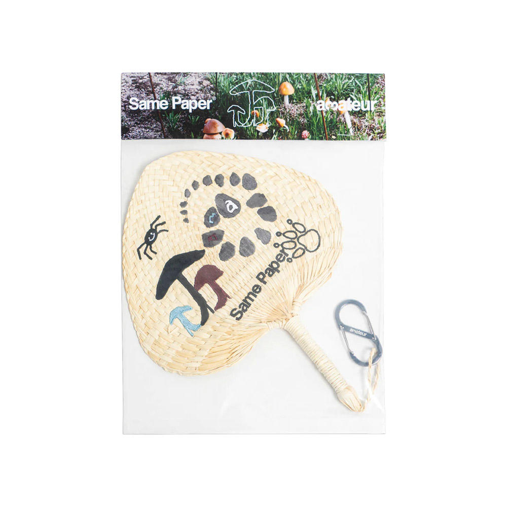 【Same Paper】Embroidered Handcrafted Palm Leaf Fan うちわ