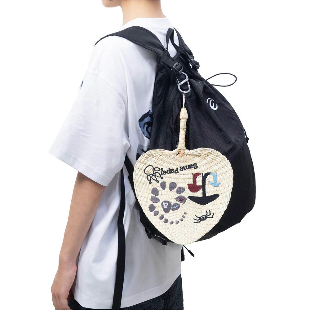 【Same Paper】Embroidered Handcrafted Palm Leaf Fan うちわ