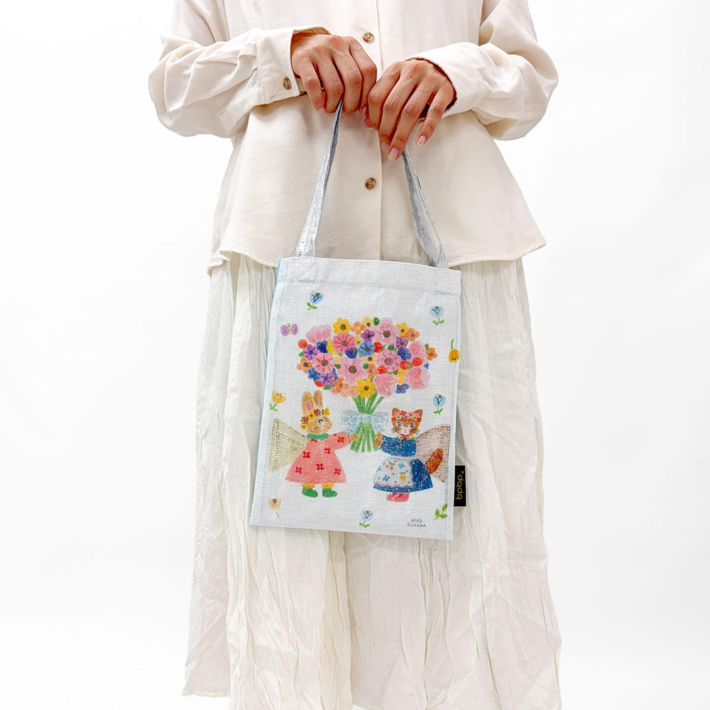 布川愛子　BOIL LAYERED MINI TOTE BAG ボイル生地 レイヤード ミニトートバッグ -BOUQUET- RABBIT&CAT