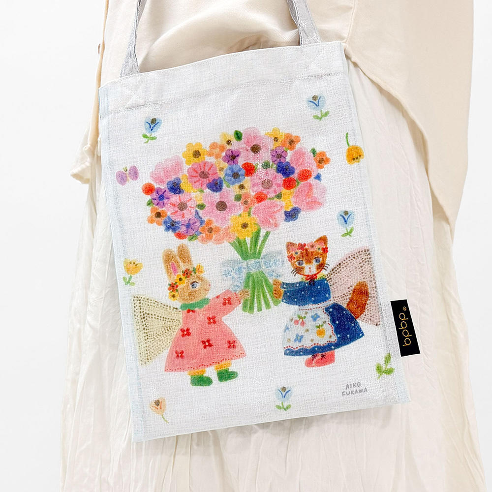 布川愛子　BOIL LAYERED MINI TOTE BAG ボイル生地 レイヤード ミニトートバッグ -BOUQUET- RABBIT&CAT