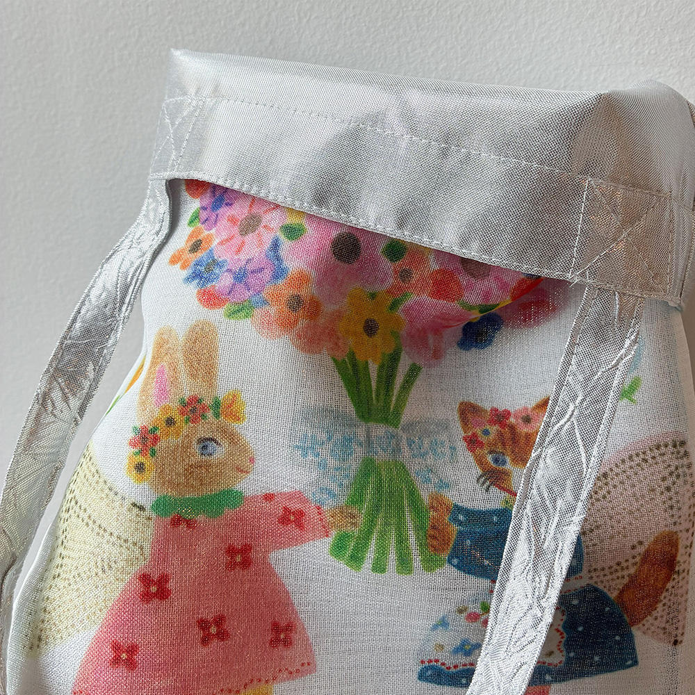布川愛子　BOIL LAYERED MINI TOTE BAG ボイル生地 レイヤード ミニトートバッグ -BOUQUET- RABBIT&CAT
