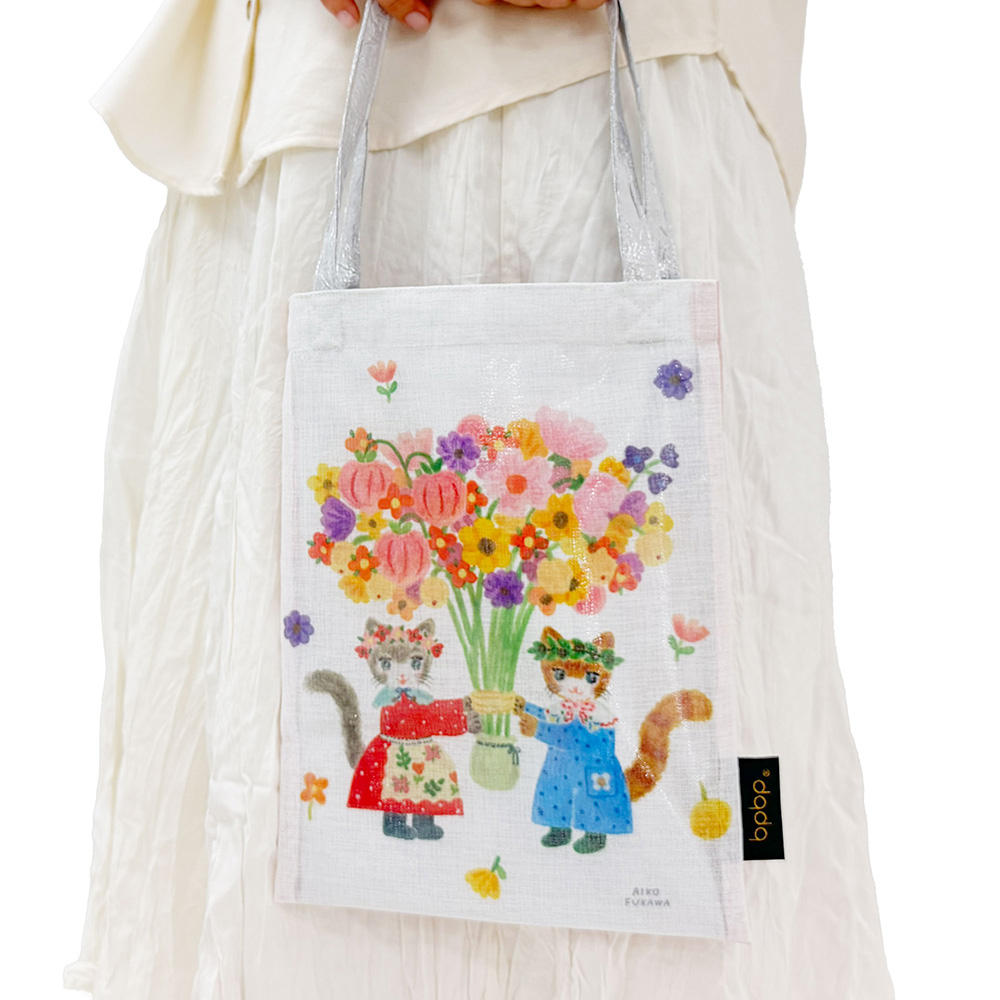 布川愛子　BOIL LAYERED MINI TOTE BAG ボイル生地 レイヤード ミニトートバッグ -BOUQUET- CAT&CAT
