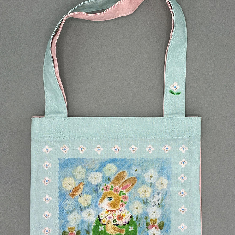 布川愛子　SHEETING MINI TOTE BAG シーチング ミニトートバッグ -BLOOM-