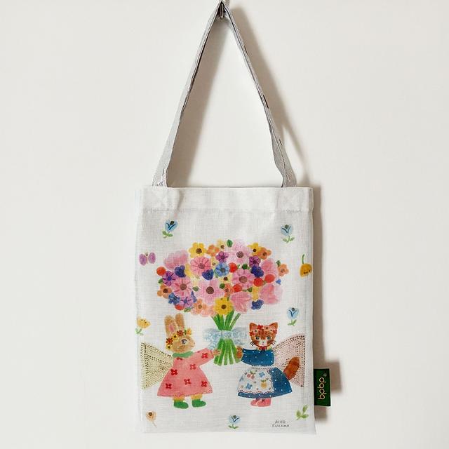 布川愛子　BOIL LAYERED MINI TOTE BAG ボイル生地 レイヤード ミニトートバッグ -BOUQUET- RABBIT&CAT