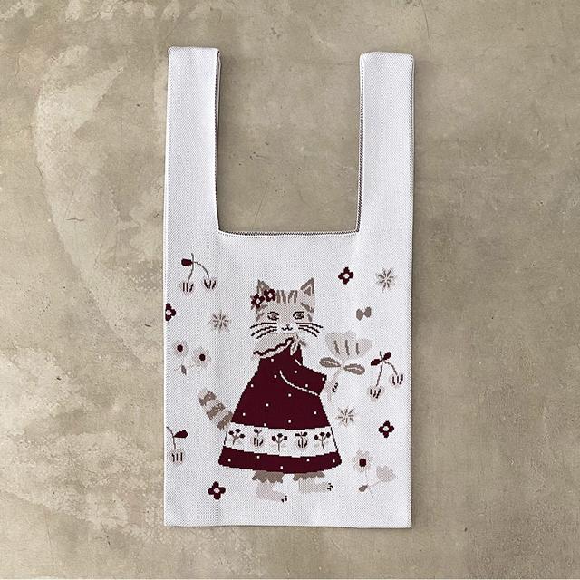 布川愛子　KNIT MARCHE BAG ドレスを着た猫 ニットマルシェバッグ