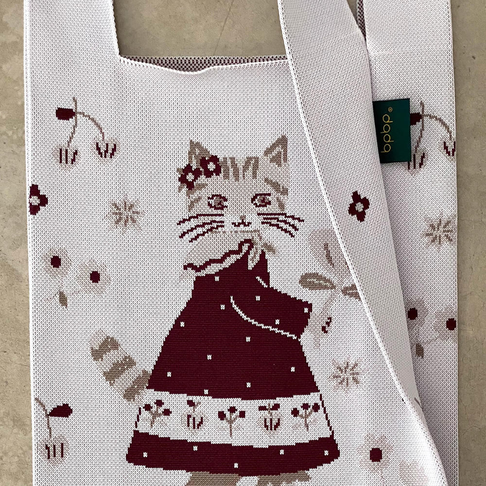 布川愛子　KNIT MARCHE BAG ドレスを着た猫 ニットマルシェバッグ