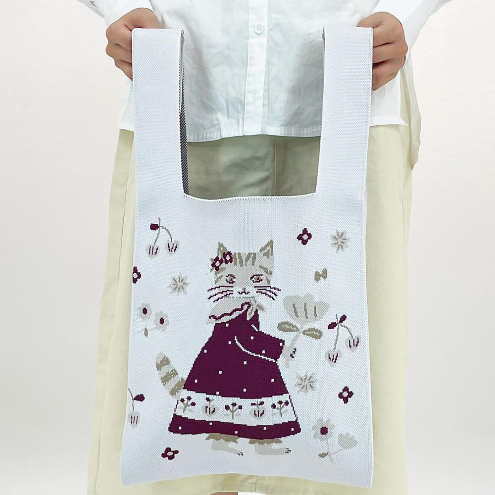 布川愛子　KNIT MARCHE BAG ドレスを着た猫 ニットマルシェバッグ