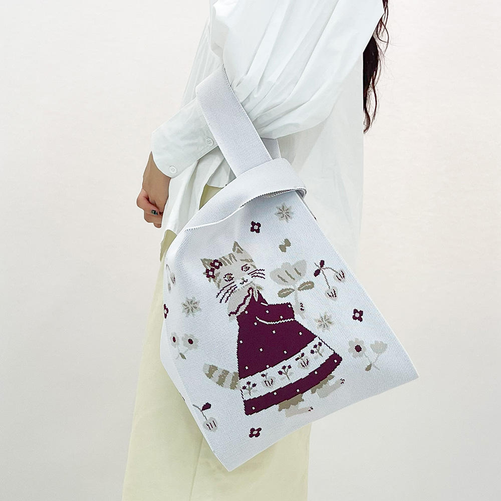 布川愛子　KNIT MARCHE BAG ドレスを着た猫 ニットマルシェバッグ
