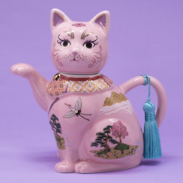 【小楽園】 福招き猫ポット -UTOPIAN LUCKY CAT TEA POT- 桃色