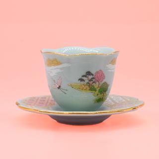 【小楽園】 花型茶杯と茶托のセット -UTOPIAN FLOWER TEA CUP＆SAUCER- 空色