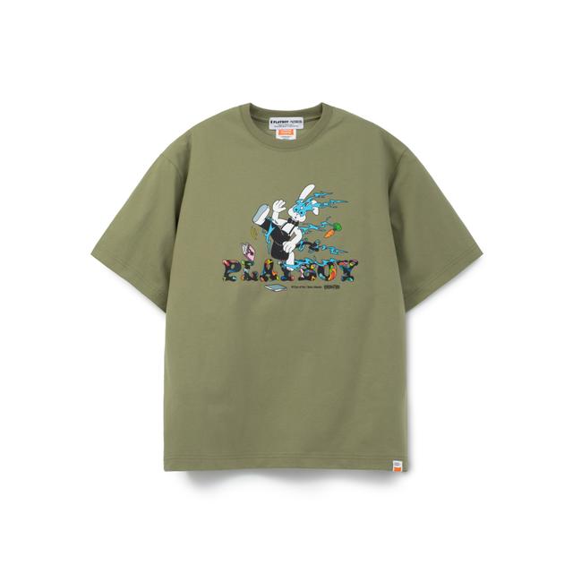Playboy SLIDE TEE-グレー緑
