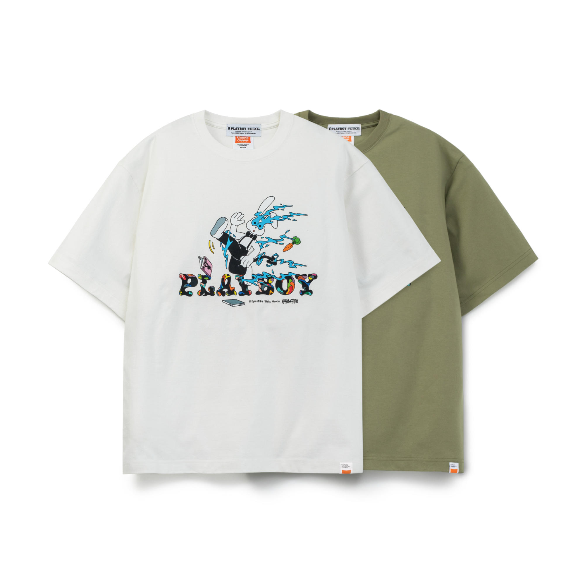 Playboy SLIDE TEE-グレー緑