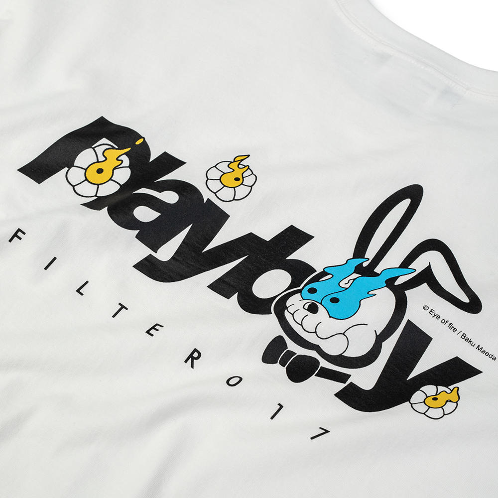 Playboy スカルラビットグラフィックTシャツ-ホワイト