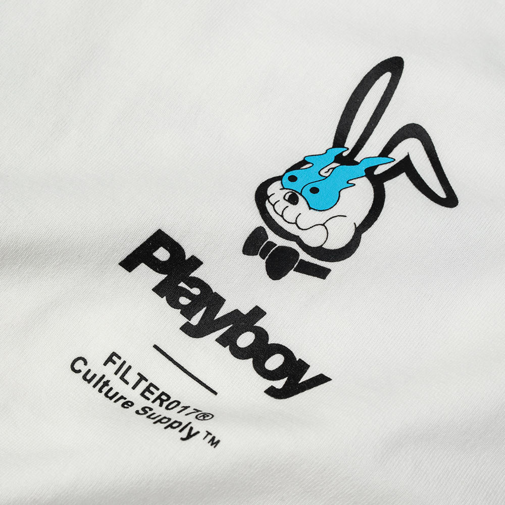 Playboy スカルラビットグラフィックTシャツ-ホワイト