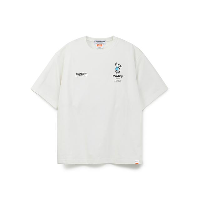 Playboy スカルラビットグラフィックTシャツ-ホワイト