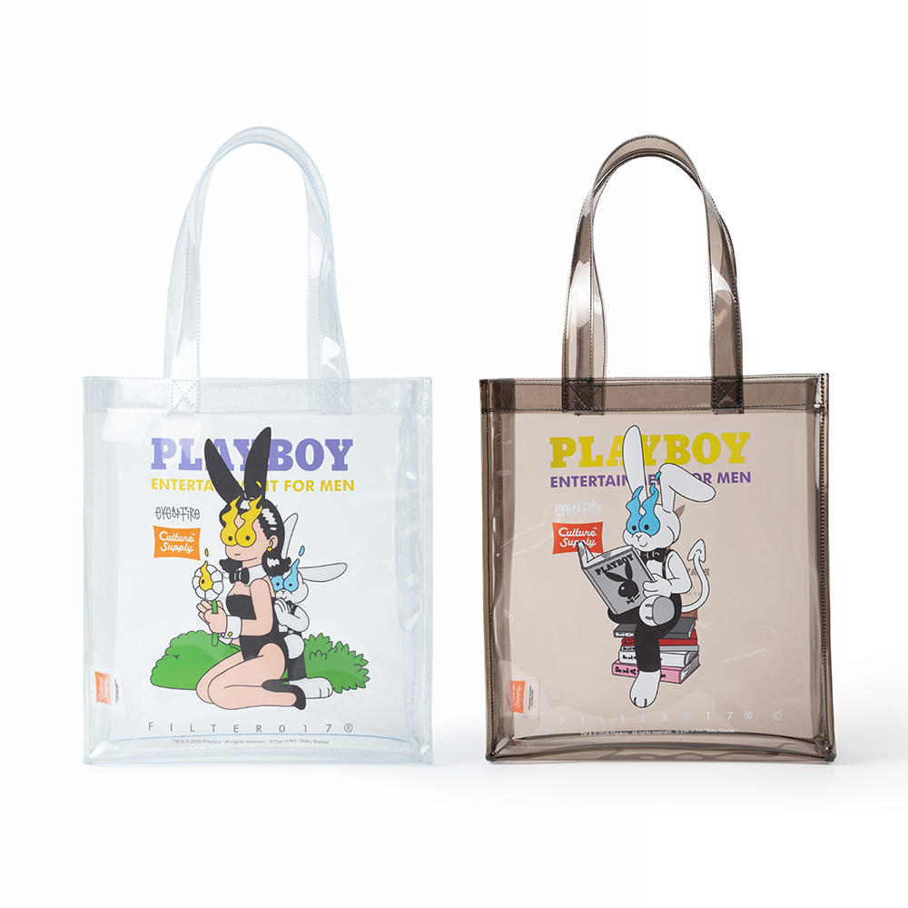 Playboy クリアショッピングバッグ-Reading / ブラック