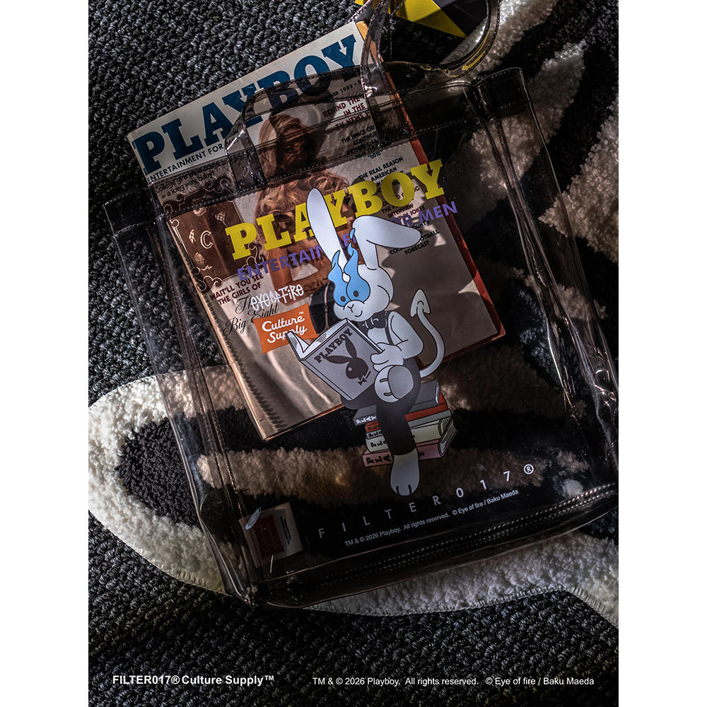 Playboy クリアショッピングバッグ-Reading / ブラック