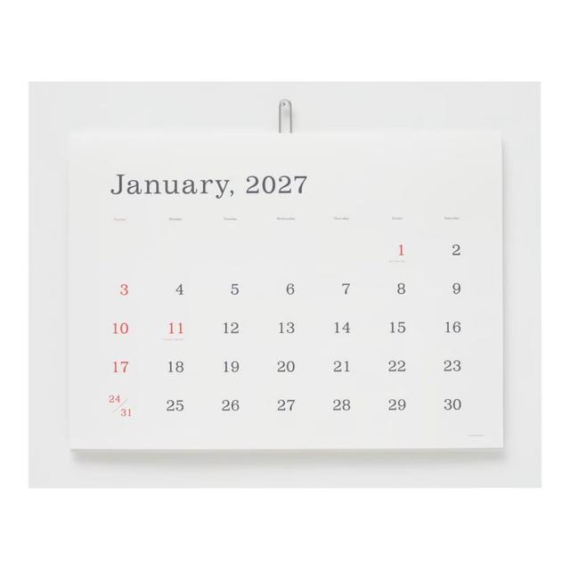 葛西薫カレンダー2027（罫線なし）