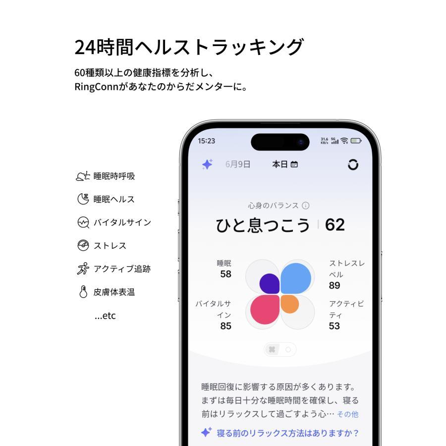 【受注発注品】RingConn Gen3（リンコン）スマートリング  FutureSilver 
