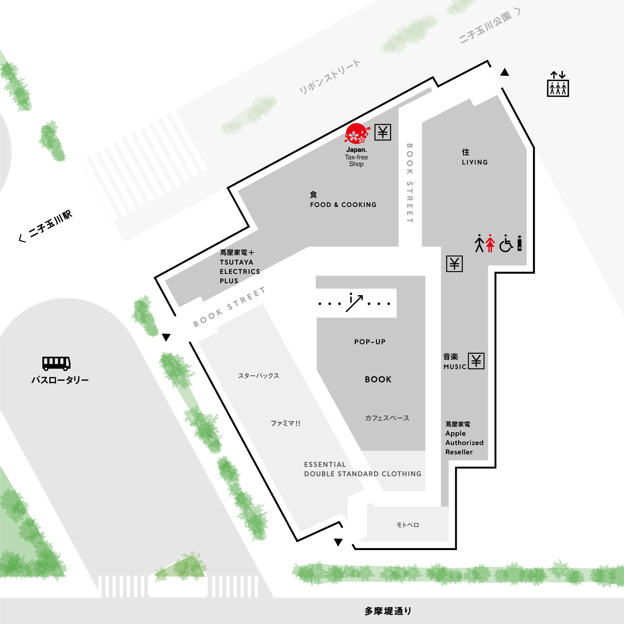 フロアガイド 1f 二子玉川 蔦屋家電 蔦屋書店を中核とした生活提案型商業施設